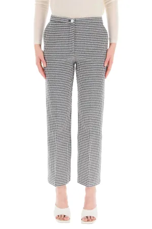 Pinko Houndstooth Print Cropped Trousers