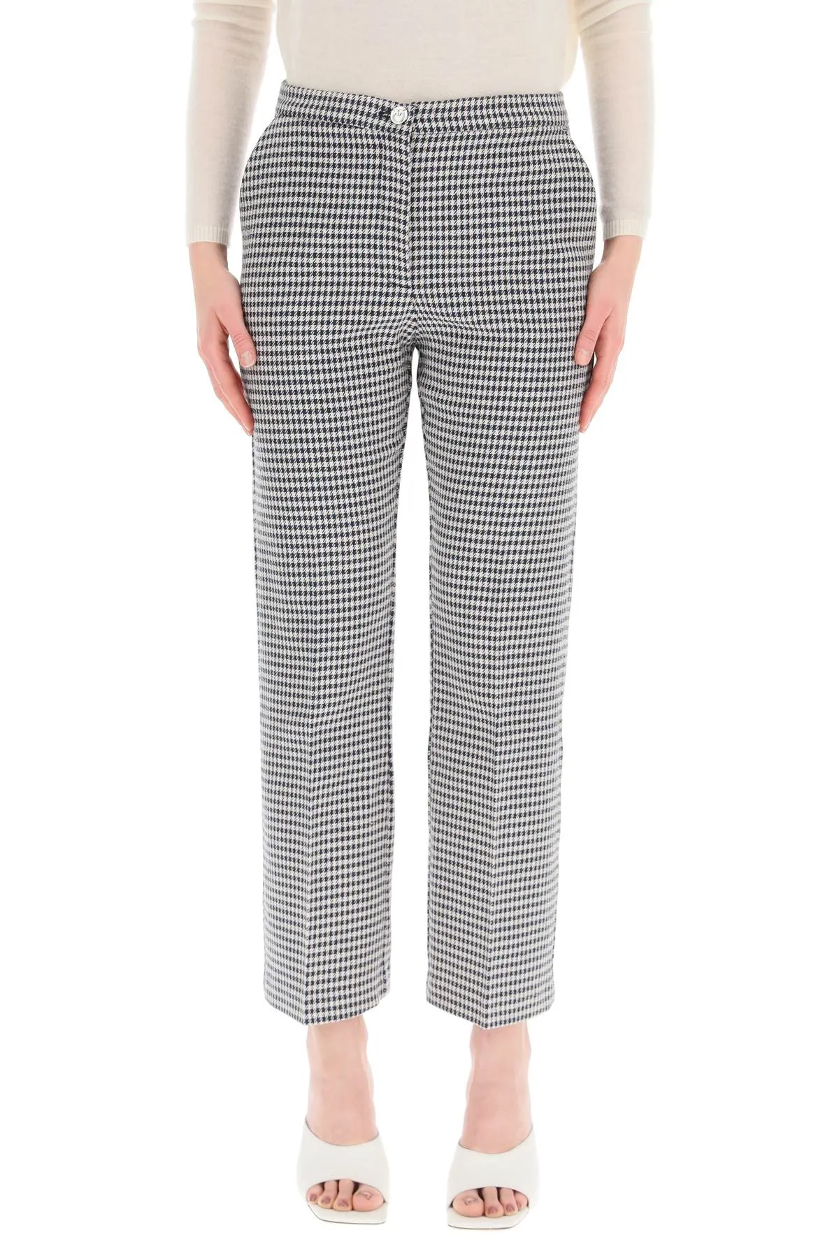 Pinko Houndstooth Print Cropped Trousers