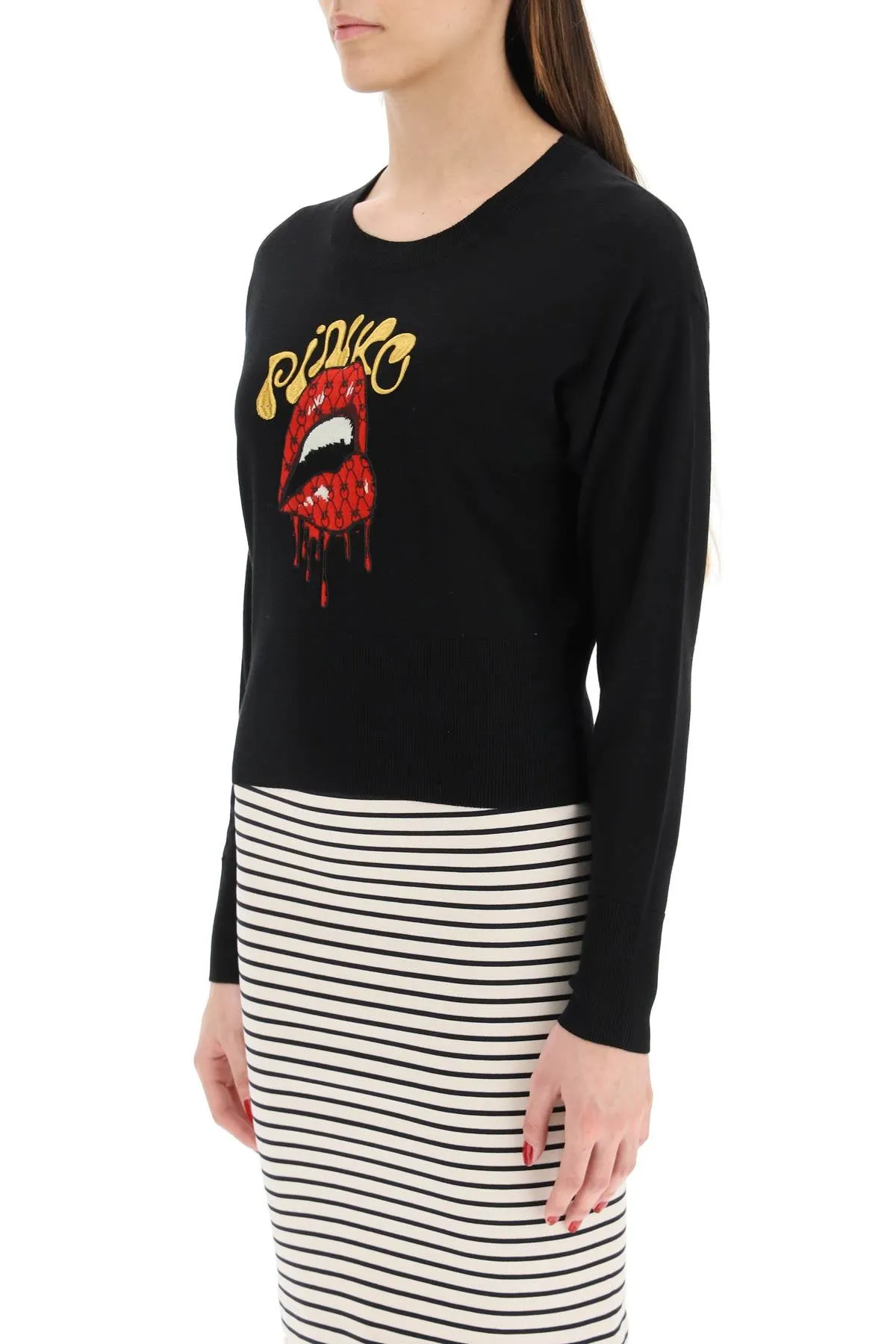 Pinko Logo Embroidered Knit Jumper