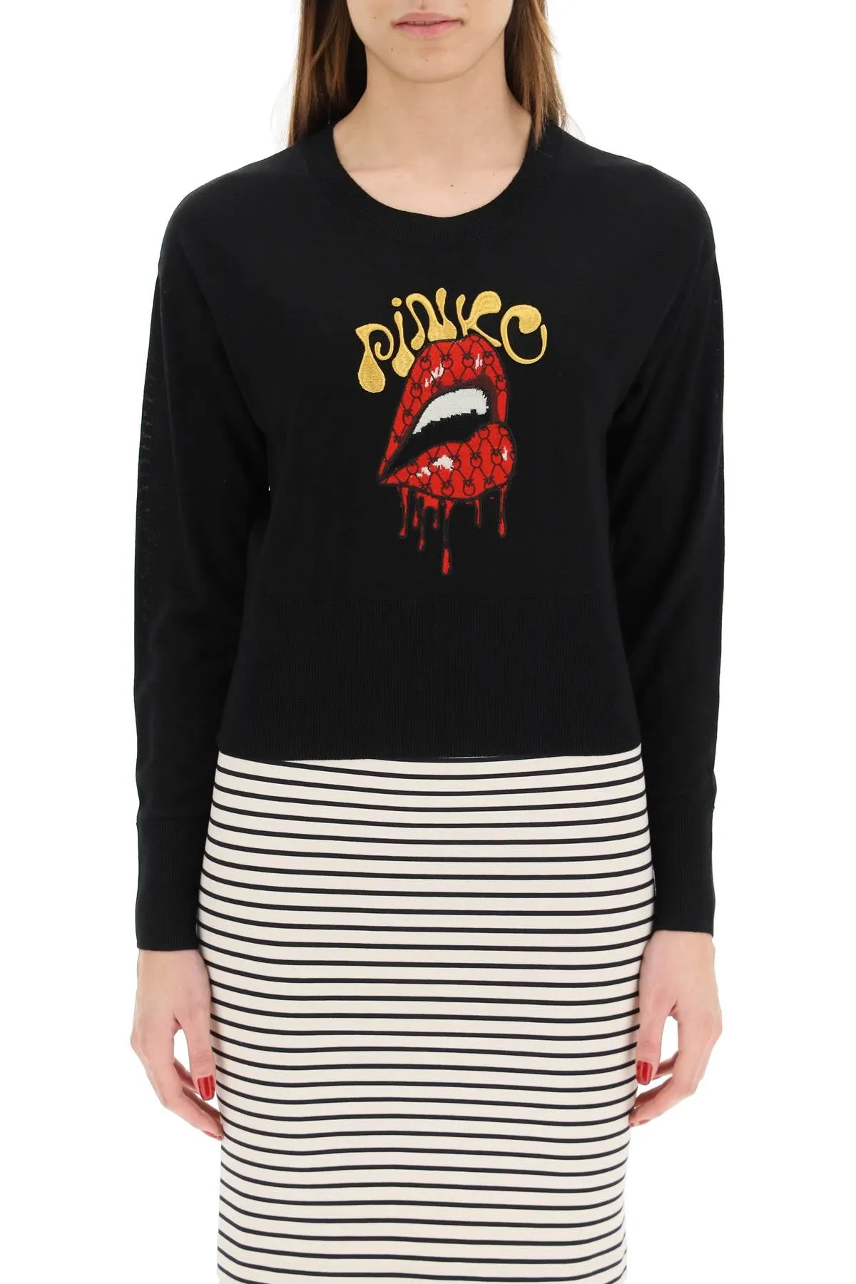 Pinko Logo Embroidered Knit Jumper