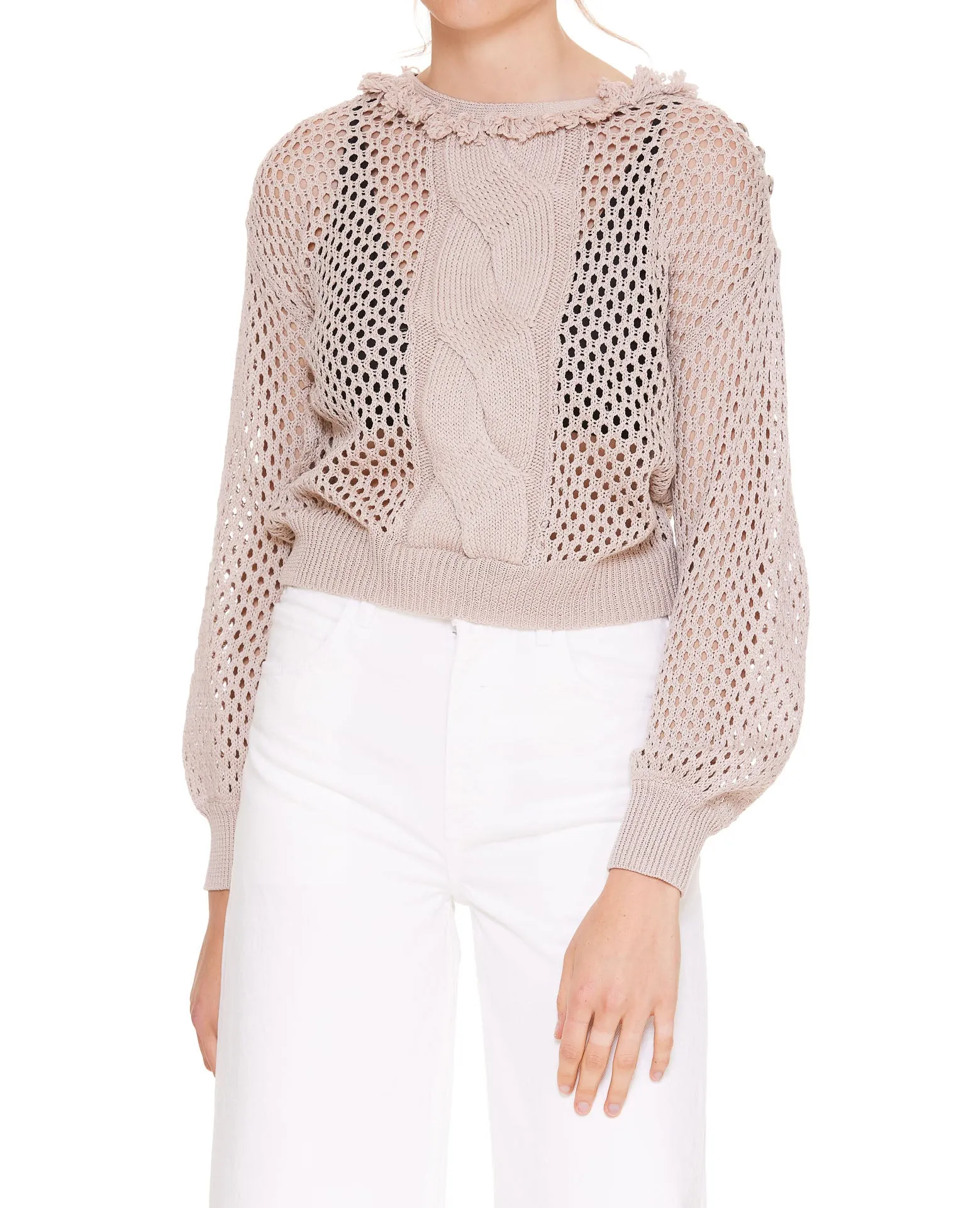 Pinko Mesh-Stitch Round Neck Sweater