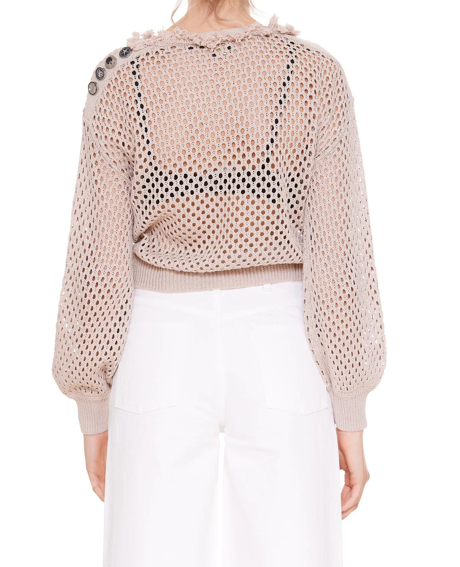 Pinko Mesh-Stitch Round Neck Sweater