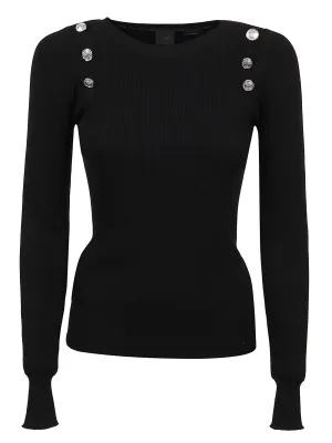 Pinko Straight Hem Ribbed Knit Crewneck Sweater