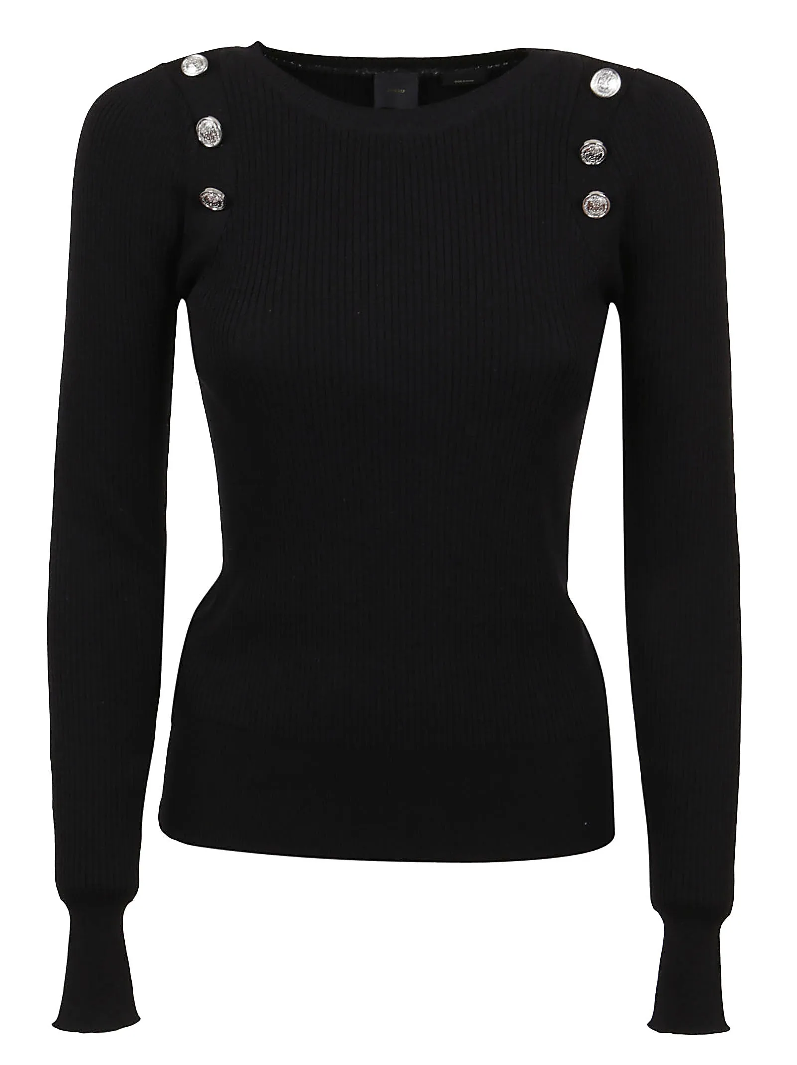 Pinko Straight Hem Ribbed Knit Crewneck Sweater