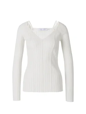 Proenza Schouler White Label Ribbed V-Neck Sweater