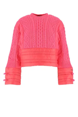 REDValentino The Black Tag Cable Knitted Panelled Sweater