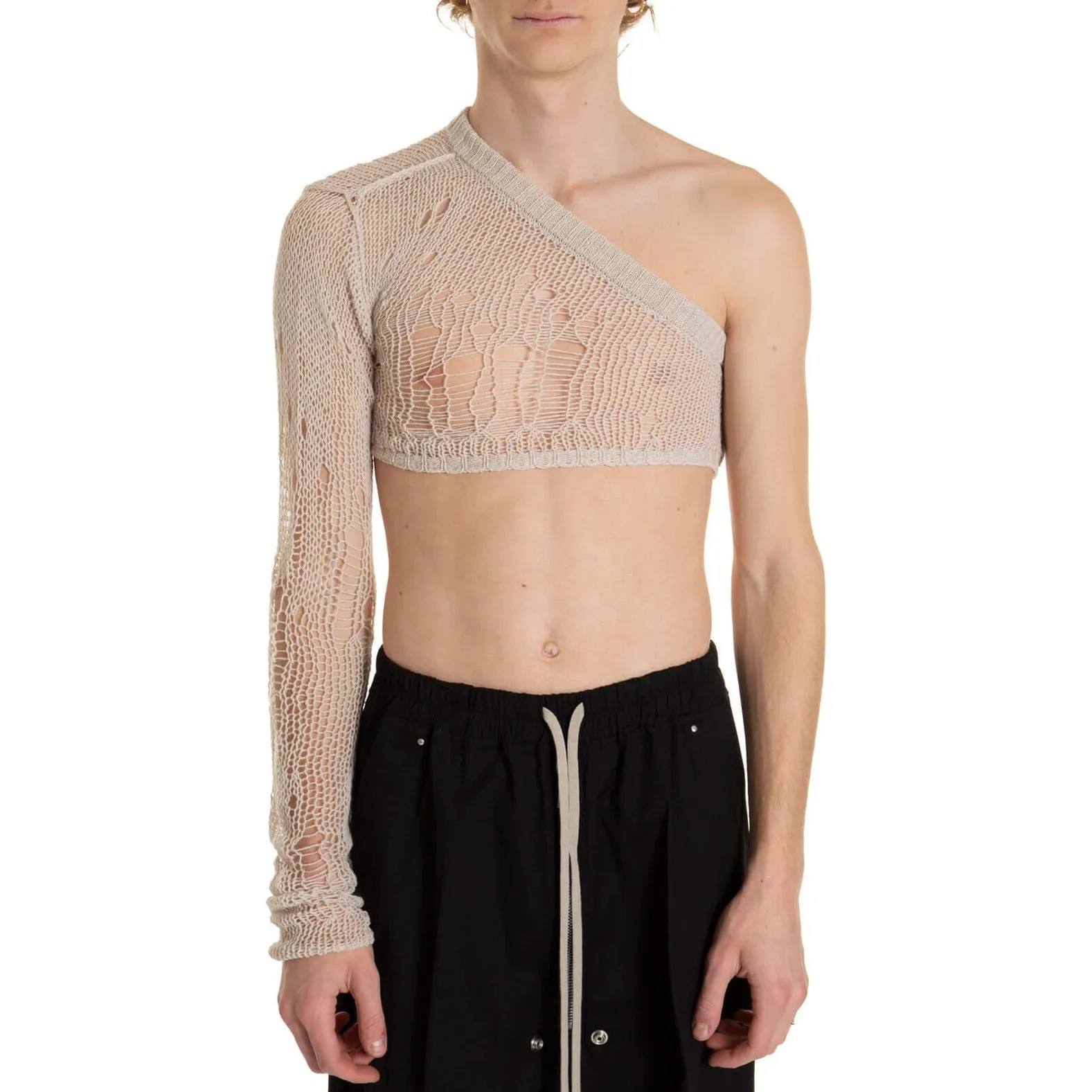 Rick Owens Cropped One Shoulder Knitted Sweater