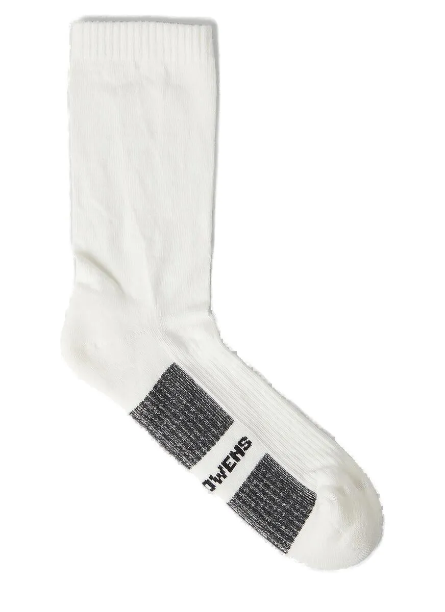 Rick Owens Logo Intarsia Knit Striped Socks