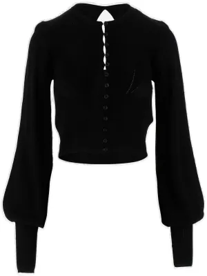 ROTATE Button-Up Cut Out Cropped Sweater