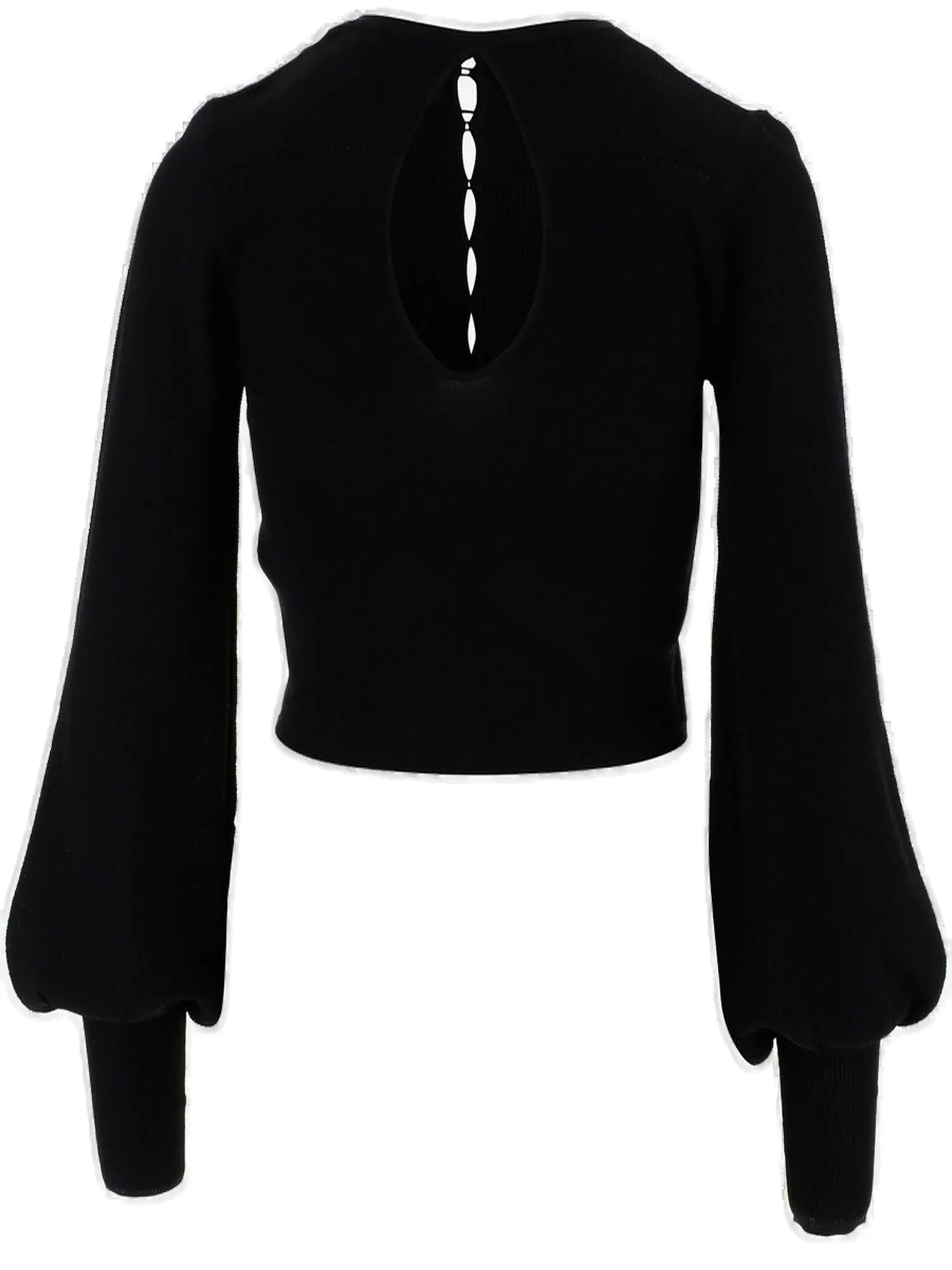 ROTATE Button-Up Cut Out Cropped Sweater