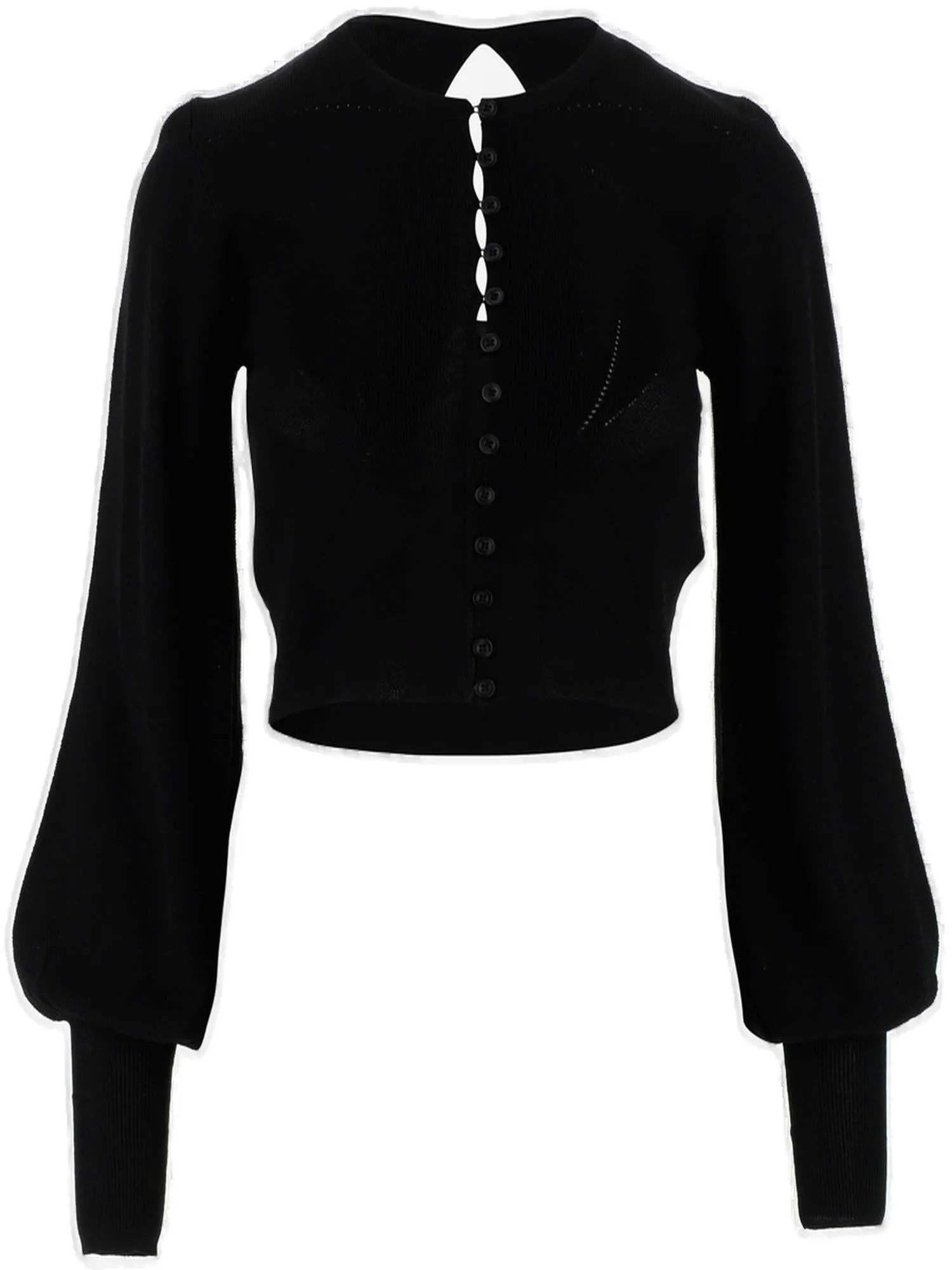 ROTATE Button-Up Cut Out Cropped Sweater