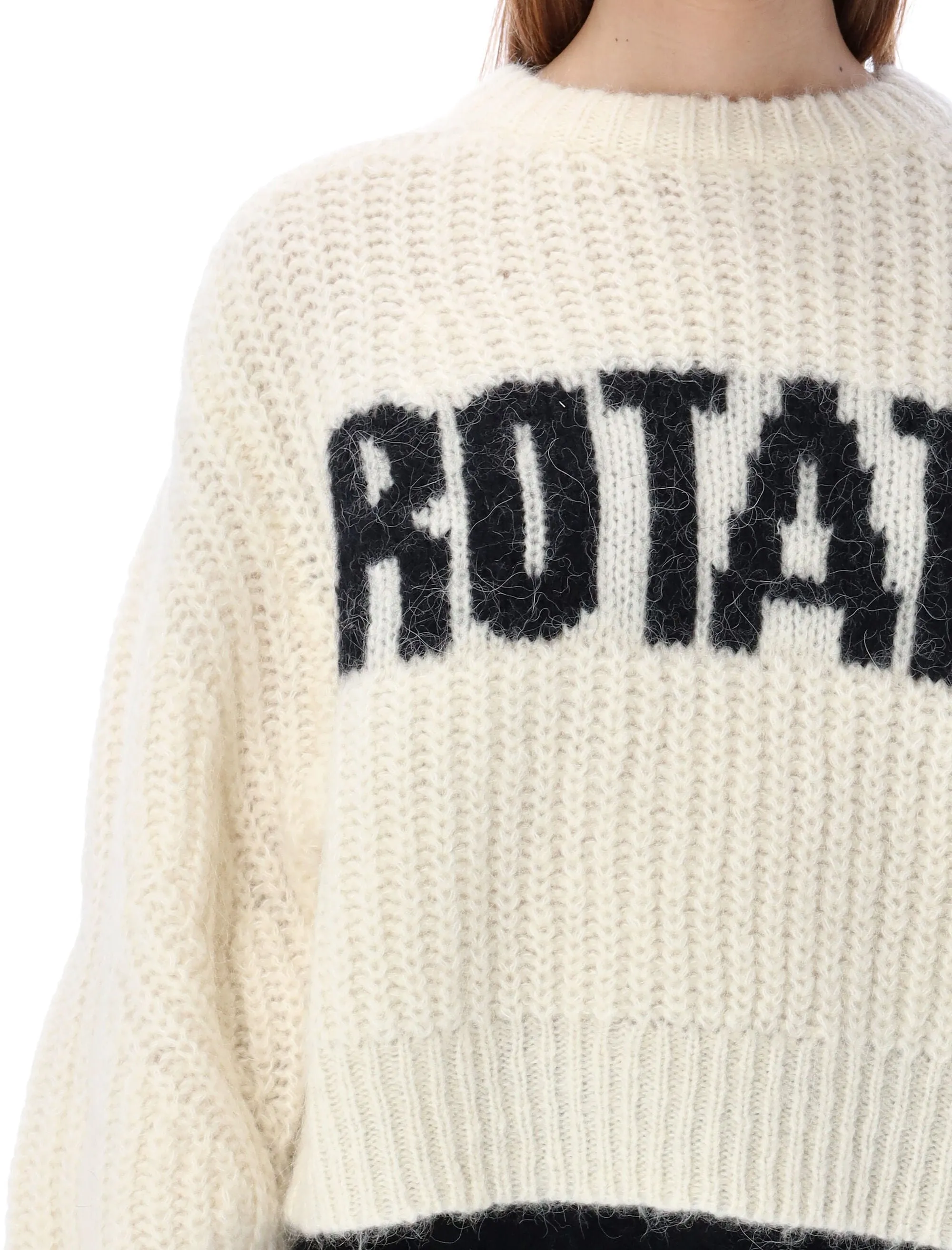 ROTATE Logo Intarsia Crewneck Sweater
