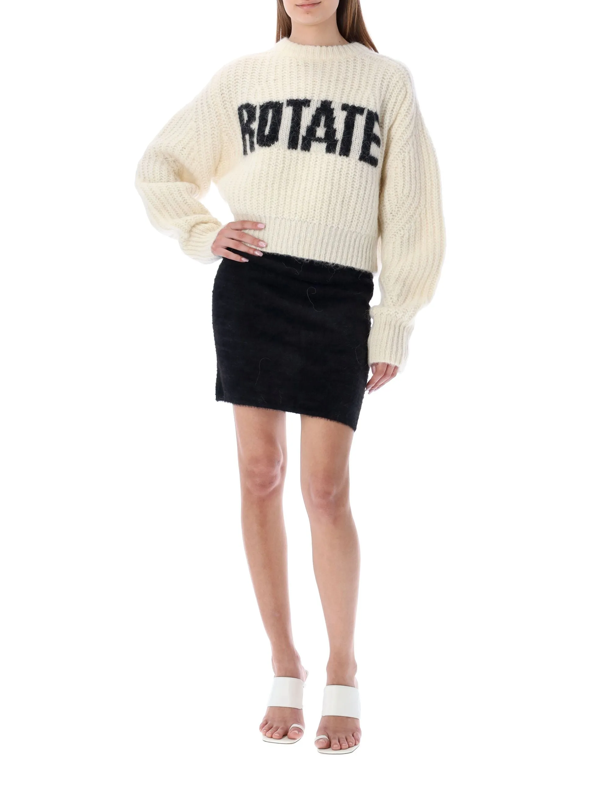 ROTATE Logo Intarsia Crewneck Sweater