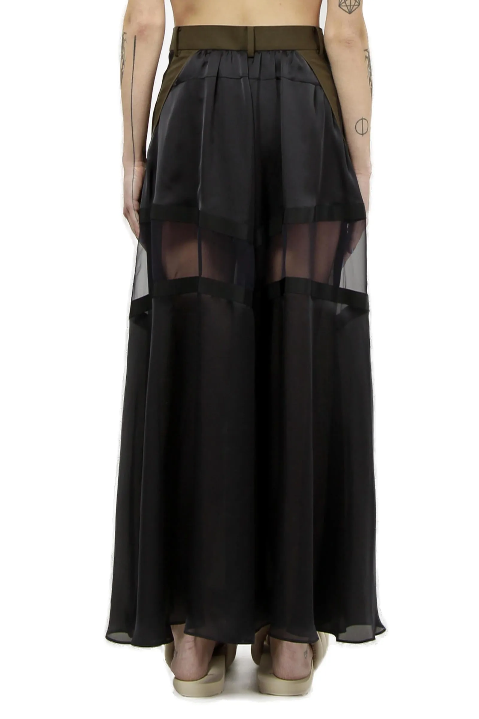 Sacai Wide-Leg Cropped Patchwork Trousers