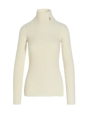 Saint Laurent Monogram Turtleneck Rib-Knit Sweater