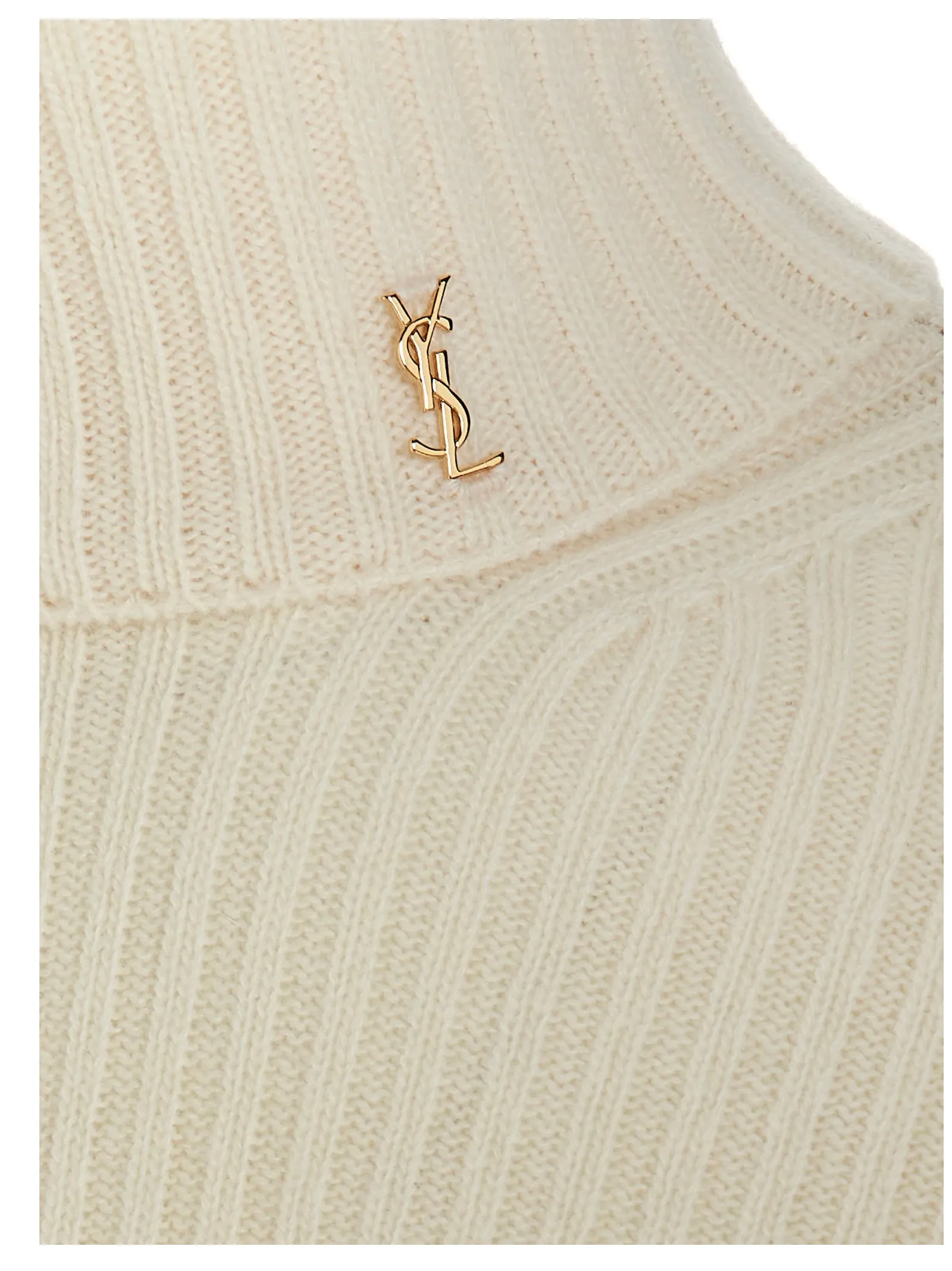 Saint Laurent Monogram Turtleneck Rib-Knit Sweater