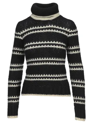 Saint Laurent Striped Turtleneck Knit Jumper