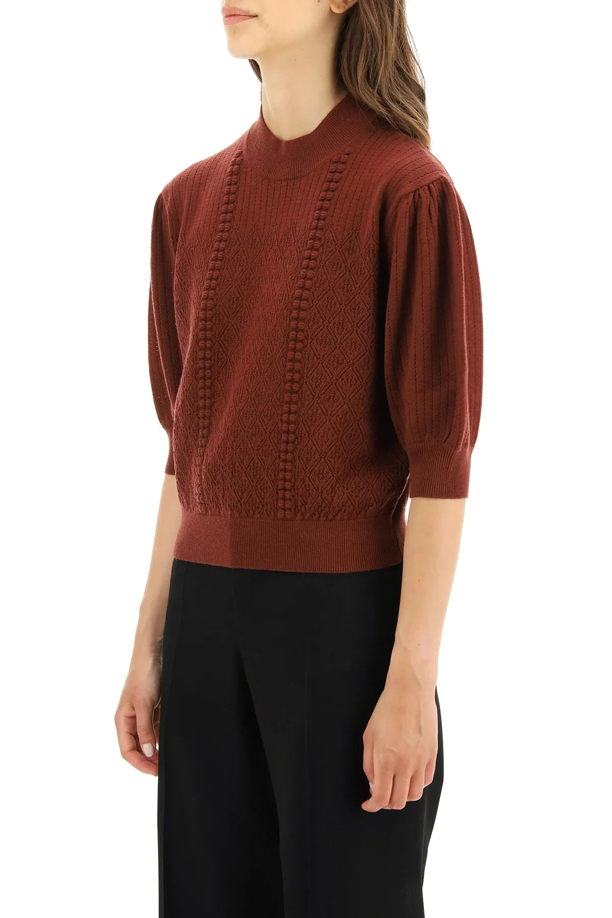 See By Chlo Puff-Sleeve Knitted Sweater