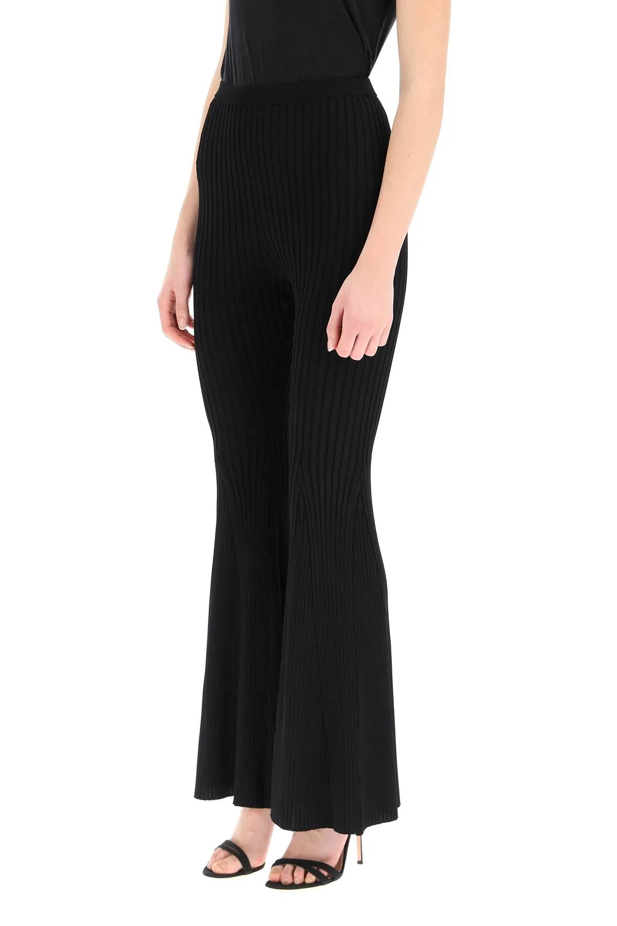 Self-Portrait Flared Leg Knit Trousers