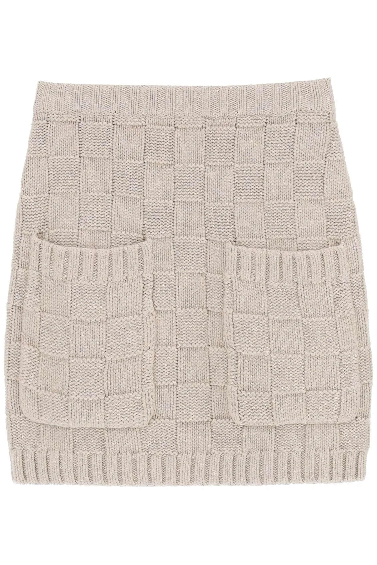 Staud Basket-Weave Knit Mini Skirt
