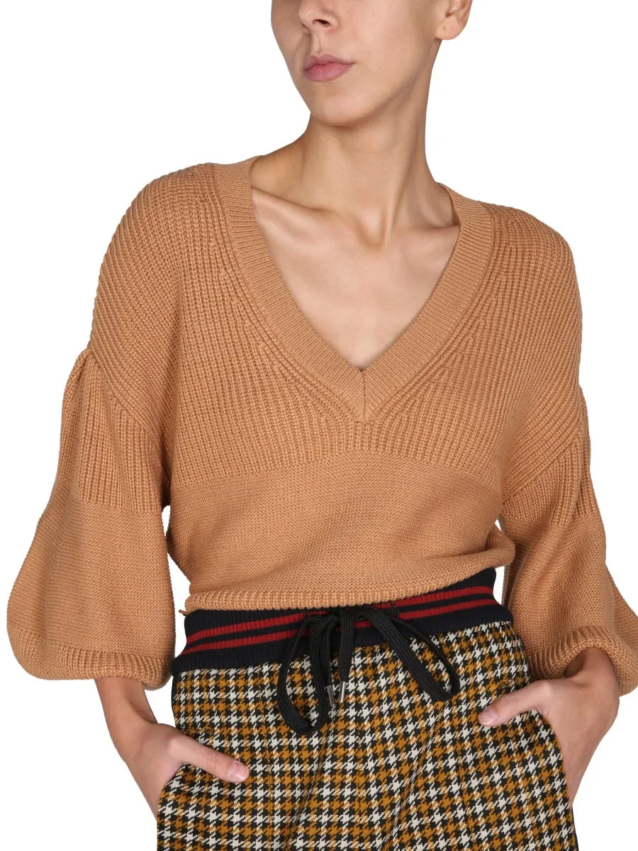 Staud Rye V-Neck Ribbed Sweater