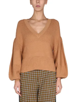 Staud Rye V-Neck Ribbed Sweater
