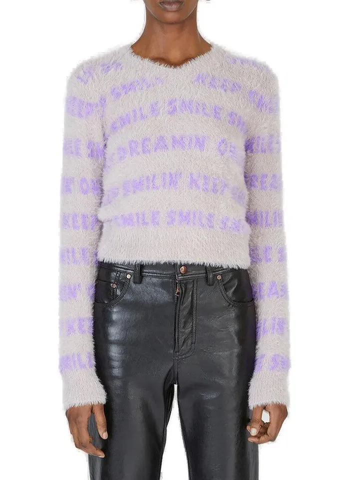 Stella McCartney Slogan Intarsia Fluffy Sweater