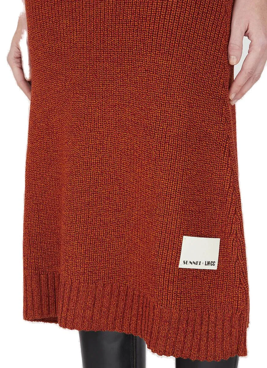 Sunnei Logo Patch Knit Midi Skirt