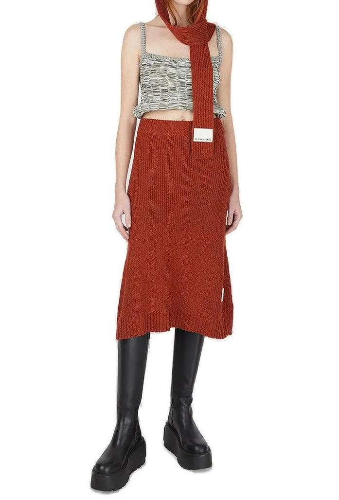 Sunnei Ribbed Knit Rolled Crop Top