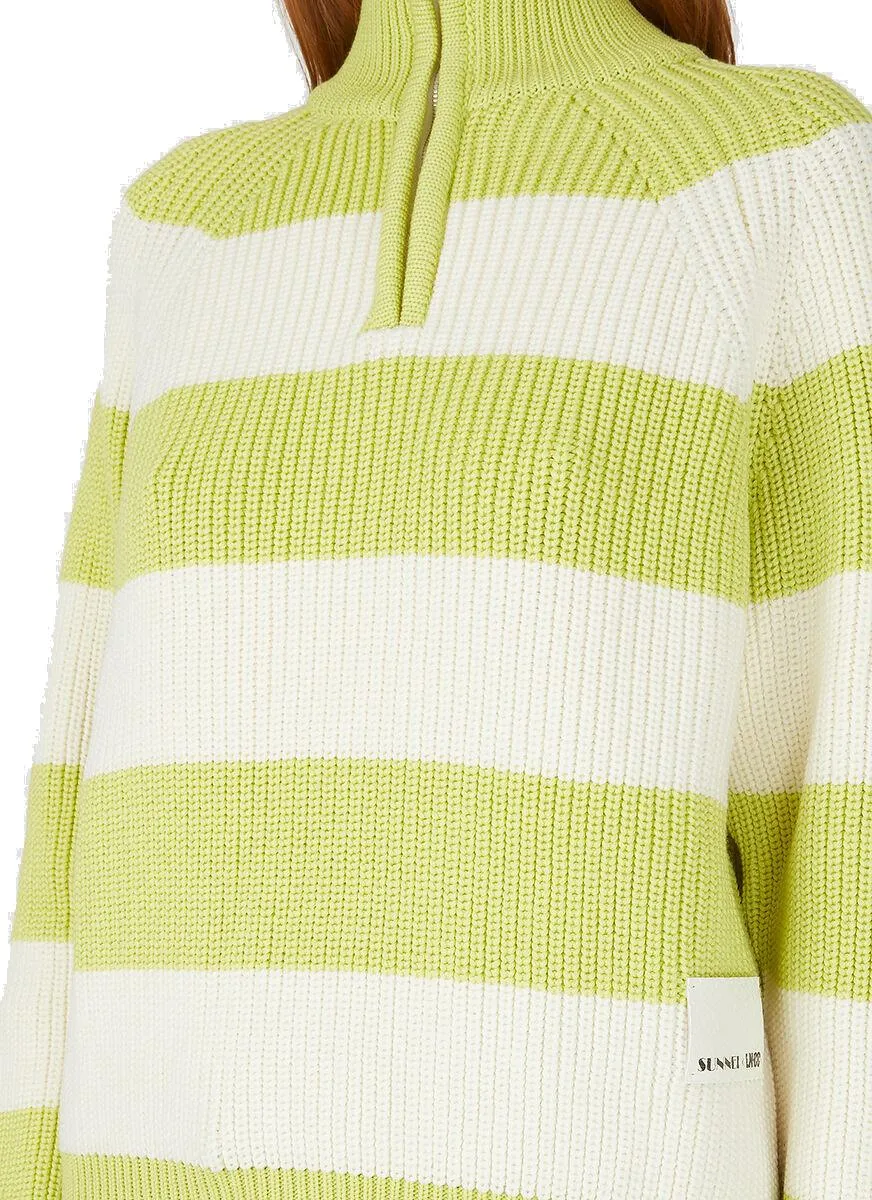 Sunnei Striped High Neck Zipped Sweater