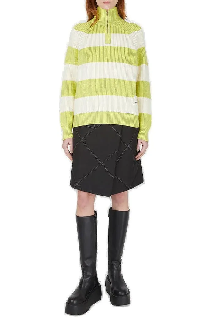 Sunnei Striped High Neck Zipped Sweater
