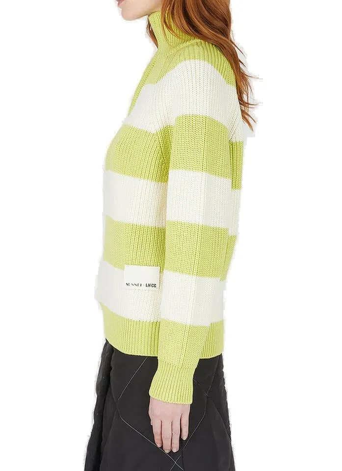 Sunnei Striped High Neck Zipped Sweater