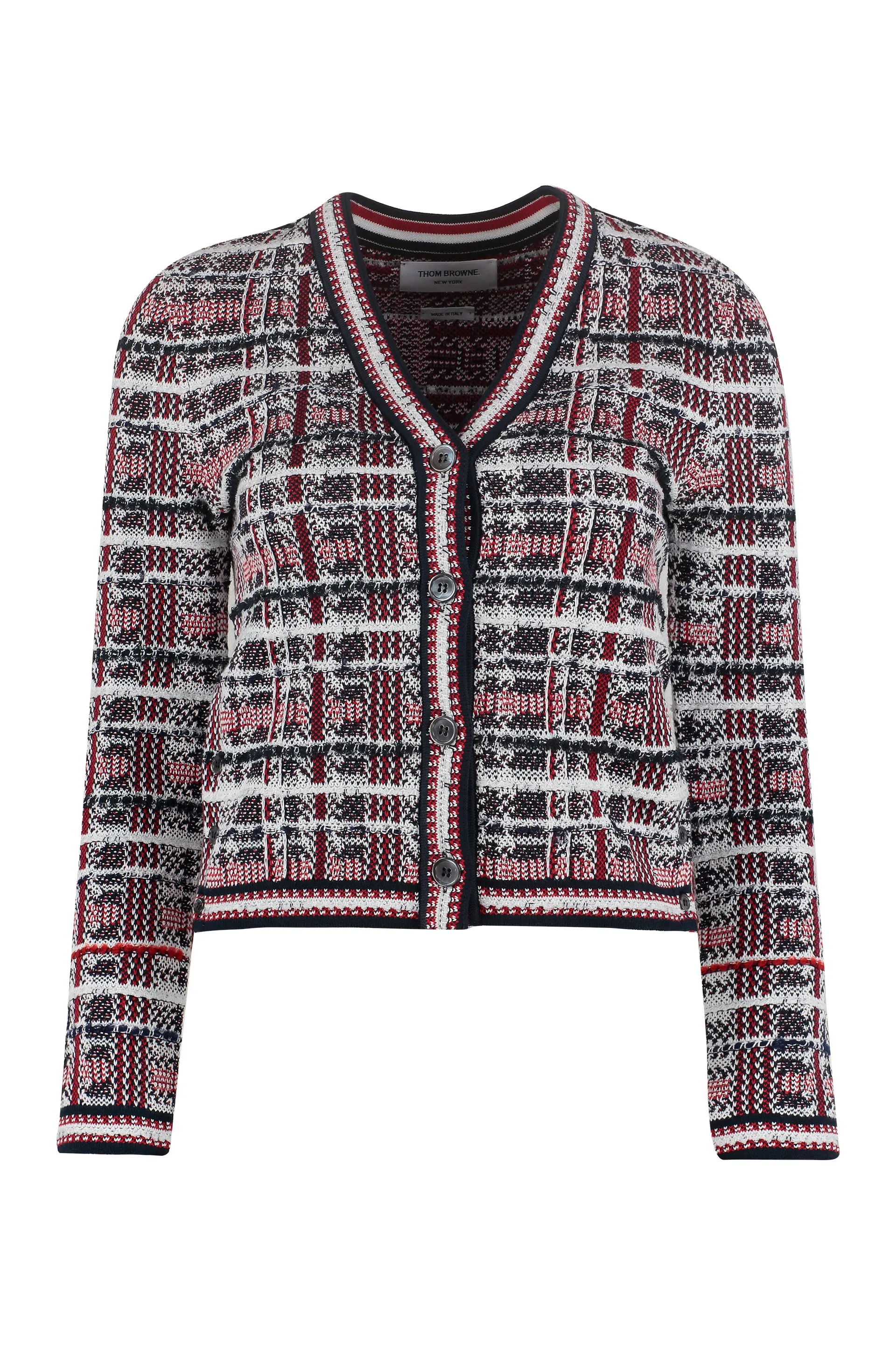 Thom Browne Jacquard V-Neckt Knit Cardigan