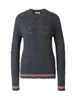 Thom Browne Pointelle-Knit Crewneck Sweater