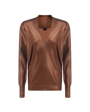 Tom Ford Crewneck Metallic Knit Top