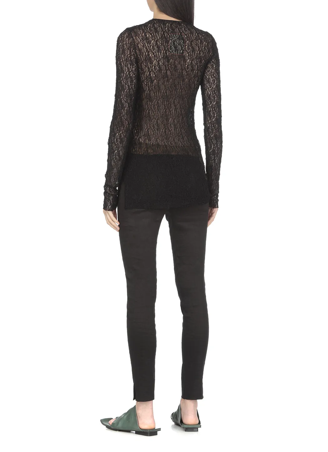 Uma Wang Crewneck Long-Sleeved Lace Sweater