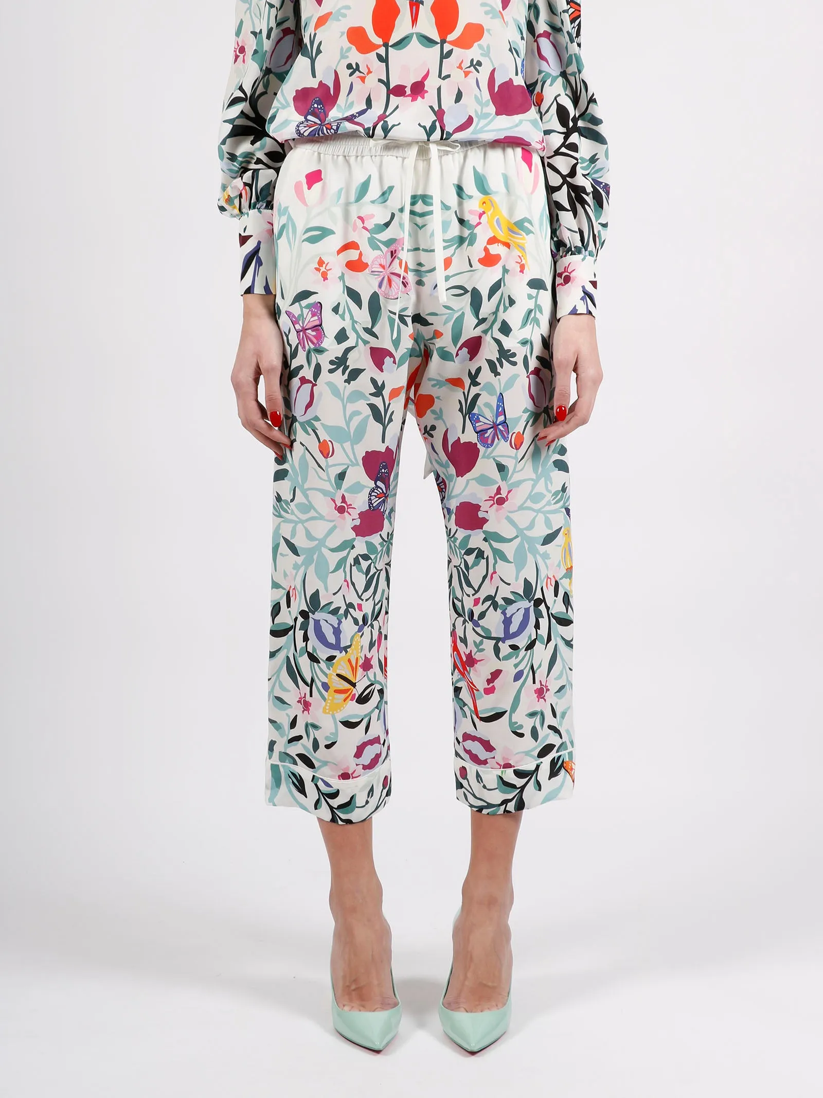 Valentino Floral Printed Drawstring Pants