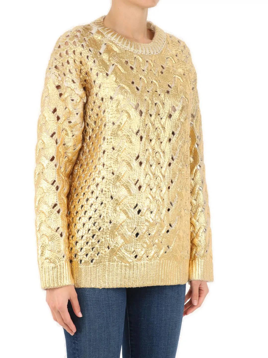 Valentino Metallic Effect Cable-Knit Jumper