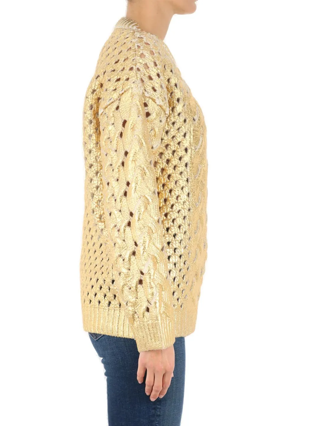 Valentino Metallic Effect Cable-Knit Jumper