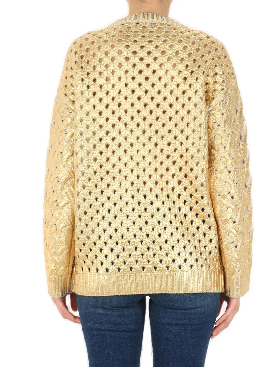 Valentino Metallic Effect Cable-Knit Jumper