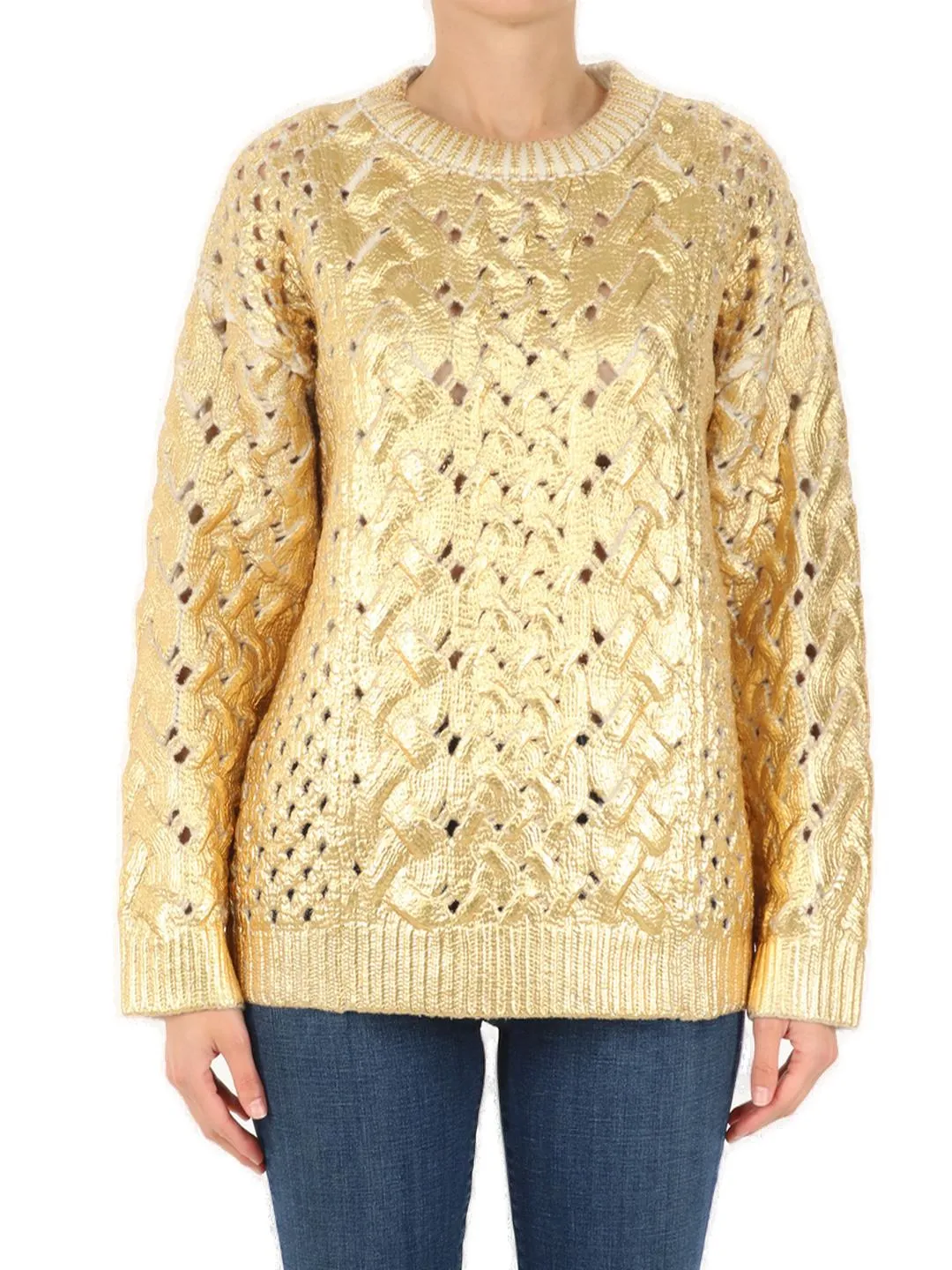 Valentino Metallic Effect Cable-Knit Jumper