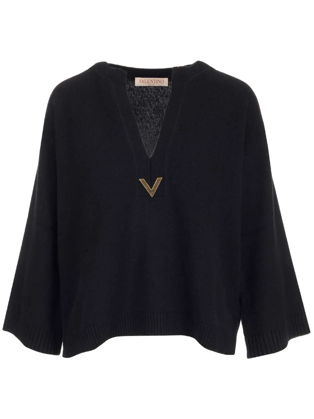 Valentino VGold Detailed V-Neck Knit Jumper