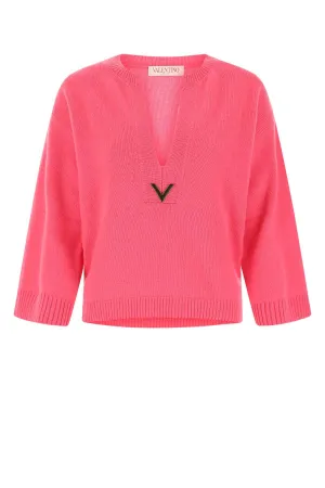 Valentino VGold Detailed V-Neck Knit Jumper