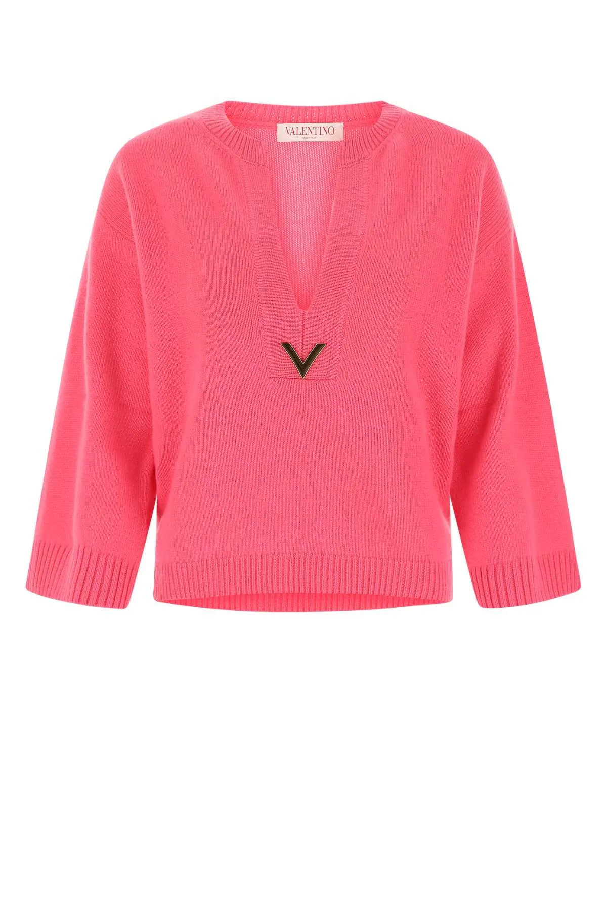 Valentino VGold Detailed V-Neck Knit Jumper