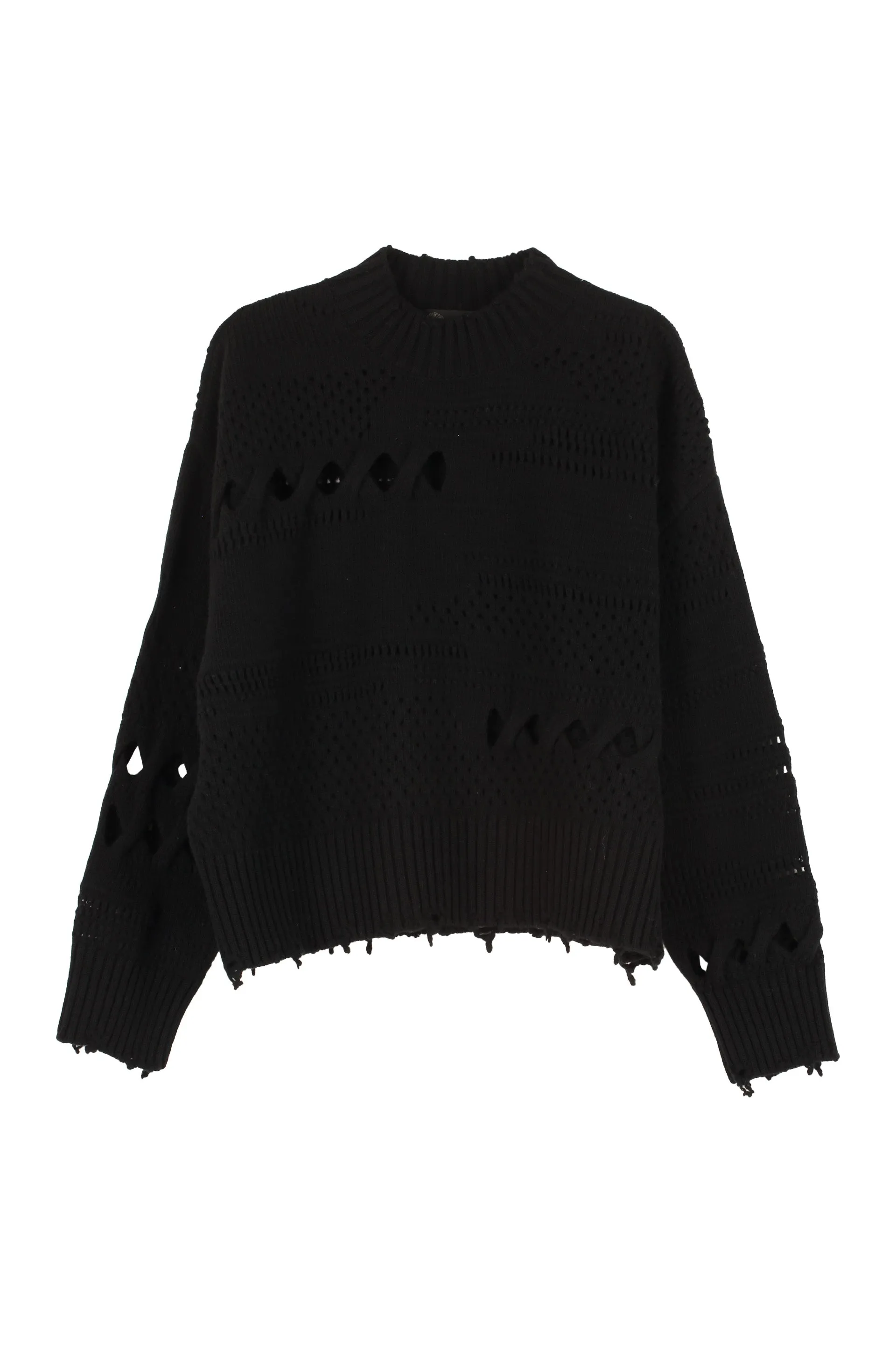 Versace Distressed Ribbed Knit Sweater