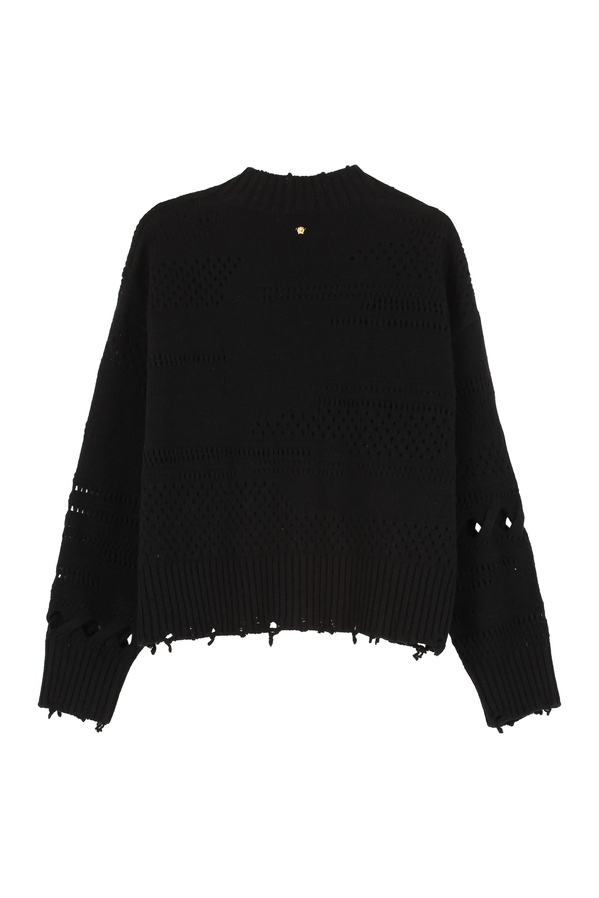 Versace Distressed Ribbed Knit Sweater