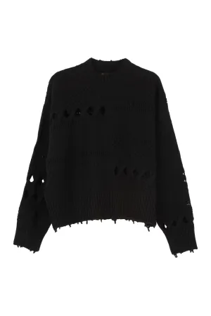 Versace Distressed Ribbed Knit Sweater