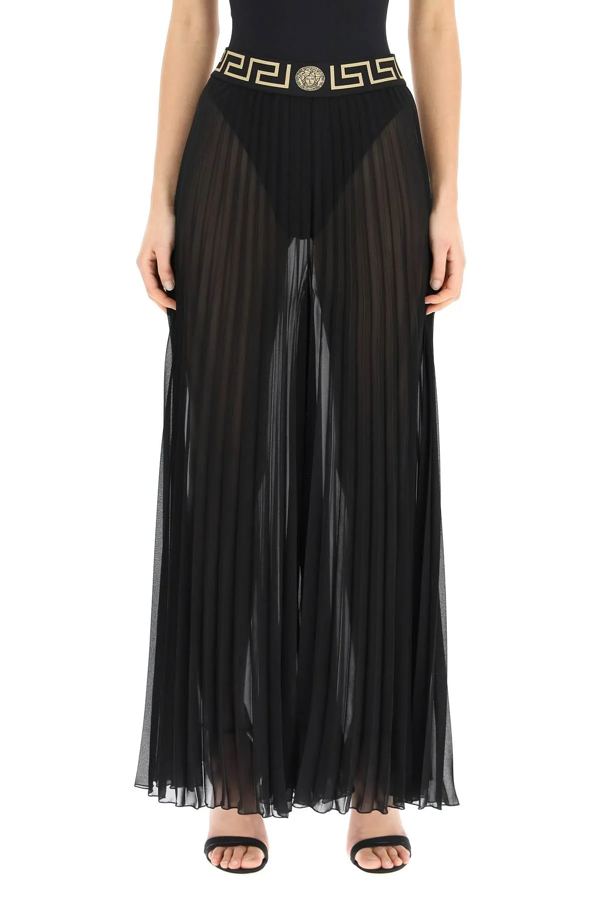 Versace Greca Band Pleated Pants