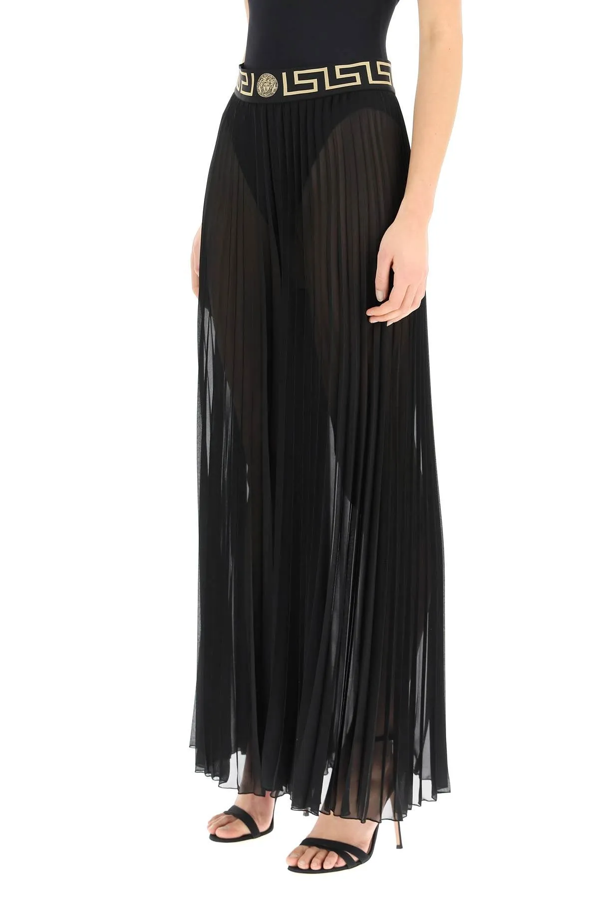 Versace Greca Band Pleated Pants