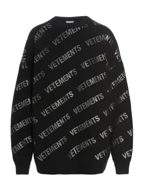 Vetements Logo Allover Printed Knit Jumper